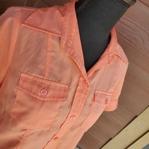 Joanna Vintage Size Small Peach Women's Buttondown - Picture 4 of 11